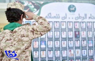  صورة متداولة لابن أحد الشهداء يؤدي التحية العسكرية أمام لوحة لشهداء الوطن 