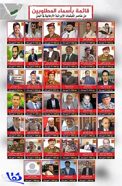 المملكة تعلن قائمة لأربعين قياديًّا وعنصرًا من جماعة الحوثي الإرهابية