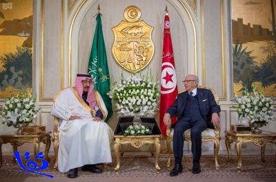 خادم الحرمين والرئيس التونسي يعقدان اجتماعاً ثنائياً وجلسة مباحثات رسمية