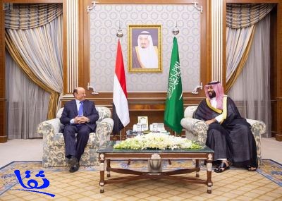 سمو ولي العهد يجتمع مع الرئيس اليمني