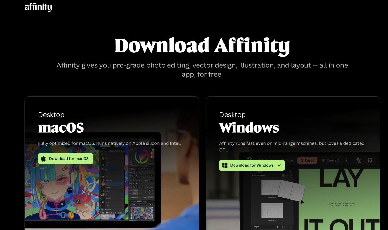 «أفينيتي» يتحدى «أدوبي» ويكسر قيود الاشتراكات «أفينيتي» يتحدى «أدوبي» ويكسر قيود الاشتراكات